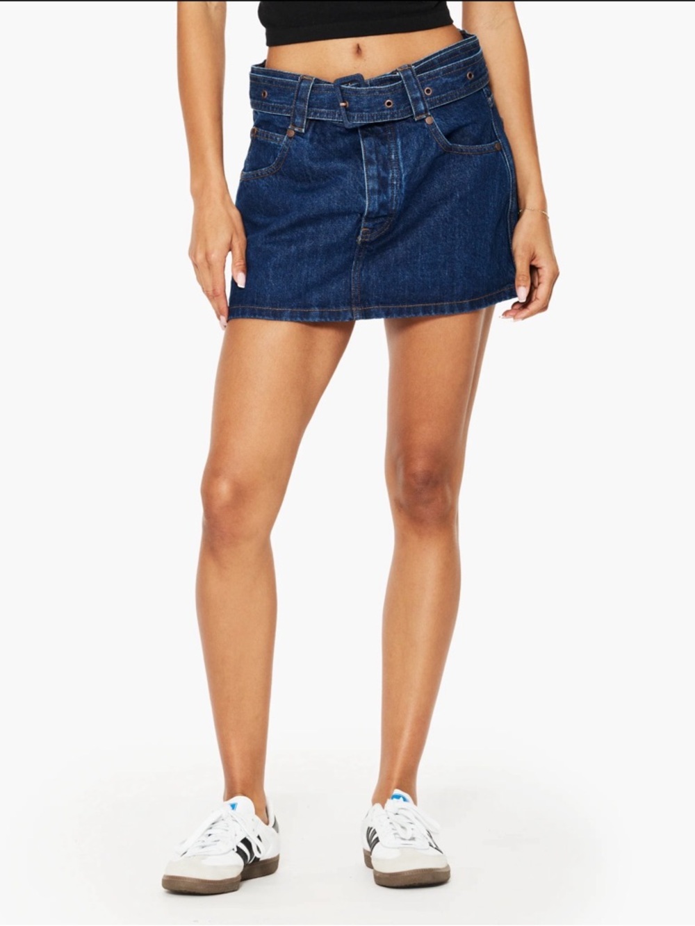 Nagnata Indigo Belted Denim Mini Skirt